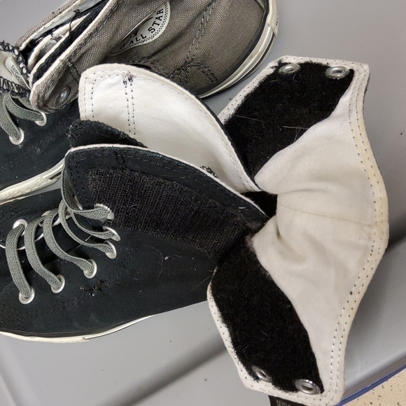 converse  accessibility no tie high top shoes junior size 6 black and g - Picture 3 of 6